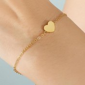 تصویر دستبند زنانه و دخترانه قلب سه بعدی مشابه طلا 