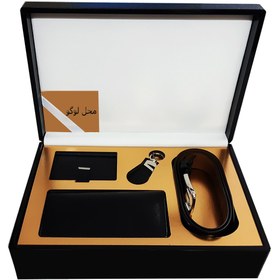 تصویر ست هدیه چرم طبیعی مردانه مدل سهند - مشکی Gift set for men, code 784, Sahand model , natural leather