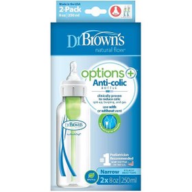 تصویر شیشه شیر طلقی 2عددی آپشن پلاس 250 میل سبز دکتر براونز drbrowns 