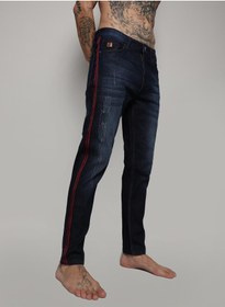 تصویر شلوار جین مردانه آبی سرمه‌ای با نوارهای جانبی راه‌راه برند campus sutra Men's Navy Blue Pencil Side-Striped Denim Jeans