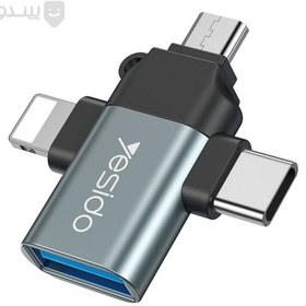 تصویر مبدل USB-C / MicroUSB / لایتنینگ OTG یسیدو مدل GS15 