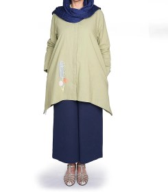 تصویر مانتو بهاره لینن دکمه دار مدل ماه 