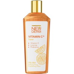 تصویر تونر پوست چرب ویتامین سی پلاس نئودرم تونر صورت Neuderm vitamin c plus oily skin toner ۲۰۰ میلی‌لیتر نئودرم شفاف کننده,پاک کننده,شاداب کننده,روشن کننده,آنتی اکسیدان,پیشگیری و بهبود آکنه,محافظت کننده