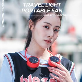 تصویر پنکه گردنی ممو G03 قرمز G03 فن گردنی برای ورزش و پیاده روی memo