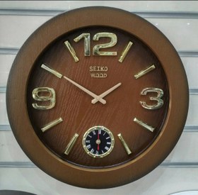 تصویر ساعت دیواری سیکو وود دو موتوره آرامگرد ا Seiko wood wall clock with two motors, Aramgard Seiko wood wall clock with two motors, Aramgard