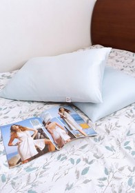 تصویر روبالشتی ابریشم first class رازکوک آبی اسمانی Silk pillow case