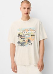 تصویر خرید اینترنتی تیشرت آستین کوتاه مردانه بژ برشکا 07991480 x HOT WHEELS Kısa kollu baskılı t-shirt