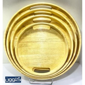 تصویر سینی گرد چوبی سایز ۳۶ 