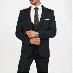 تصویر کت و شلوار مشکی مردانه S-1 همراه با ژیله 