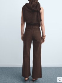 تصویر کراپ واید لگ قهو ه ای MANGO 