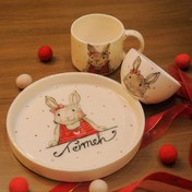 تصویر ست بشقاب، لیوان و کاسه طرح خرگوش 