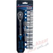 تصویر مجموعه 12 عددی آچار و سری بکس لیکوتا مدل ABS-12128 LICOTA 12 PSC 1.2 DR SUPER LOCK SOCET SET MODEL ABS-12128