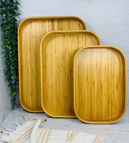 تصویر سینی سه تیکه بامبو 