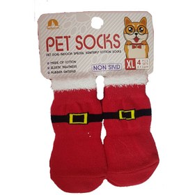 تصویر جوراب سگ و گربه مدل non بسته 4 عددی pet socks XL