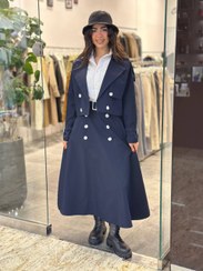 تصویر ست بارانی کراپ و دامن سرمه ای 