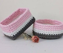 تصویر ست سیسمونی سبد تریکو صورتی دخترانه 