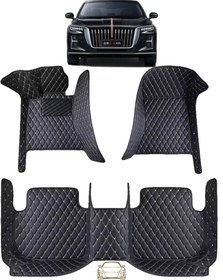 تصویر کفپوش گلدوزی-هونگچی اچ ۵ - دوخت قهوه ای Leather 5D Carpet for FAW Hongqi H5 2025