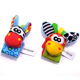 تصویر مچ بند جغجغه ای طرح حیوانات سوزی Sozzy baby wristlet rattle code:3904