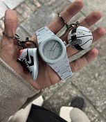 تصویر ست جاکلیدی اورجینال وارداتی و ساعت کربن تقویم دار - توپ jordan