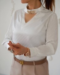 تصویر شومیز مجلسی کد 80030 رنگ سفید 