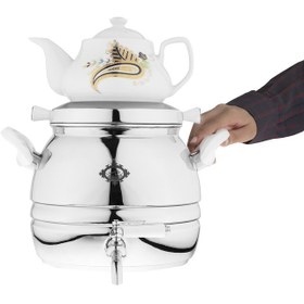 تصویر کتری قوری عالی نسب مدل پرنیان Alinasab parnian Kettle and Teapot Set