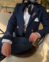 تصویر کراپ کت فاستونی - مشکی / سایز۲(۴۲-۴۴) / بدون گل سینه 