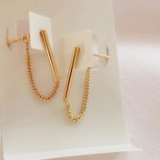 تصویر گوشواره نقره عیار ۹۲۵ آبکاری طلا زنجیری دخترانه 