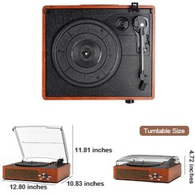 تصویر گرامافون بلوتوثی DIGITNOW اصلی با بلندگوهای داخلی و سرعت‌های 3گانه DIGITNOW Bluetooth Turntable with Built-In Speakers, Vintage Style, 3-Speed Record Player