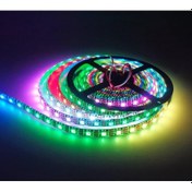 تصویر ریسه LED نواری 5050 RGB آیسی دار 12 ولت WS2811 تراکم 60 