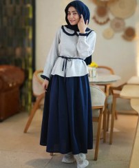 تصویر دامن لینن سرمه ای - 38-40 