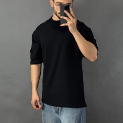 تصویر تیشرت بیسیک دو نخ قواره لش سایز ۳XL مشکی 