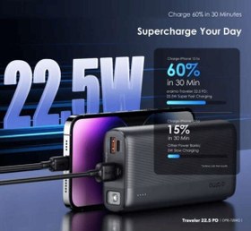 تصویر پاور بانک Traveler 22.5w PD اورایمو با ظرفیت 20000 میلی آمپر ساعت 