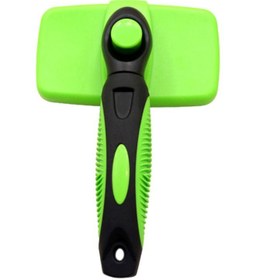 تصویر برس تمیزکننده خودکار سبز/مشکی 23 سانتی‌متری برند generic Self Cleaning Slicker Brush Comb Green/Black 23cm