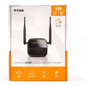 تصویر مودم روتر ADSL2 Plus بی سیم N300 دی-لینک مدل DSL-124 New - مشکی 