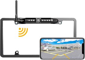 تصویر LASTBUS License Plate Wireless Backup Camera WiFi Rear View Camera 170 View Angle Universal IP69 Waterproof Car License Plate Frame Camera for Car Truck SUV Pickup Trailer Van Camper - ارسال 15 الی 20 روز کاری 