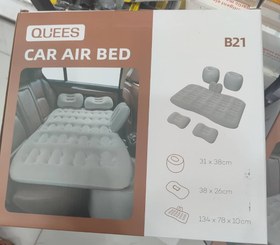 تصویر تخت بادی یا تشک بادی ماشینی به همراه پمپ باد فندکی B21 مناسب سفر، استراحت، فیلم دیدن و خلوت دونفره – قابل استفاده برای تمام خودروها QUEES B21 Car Air Mattress – Portable Inflatable Bed for Travel, Rest, Movie Nights & Couple Comfort – Fits All Cars