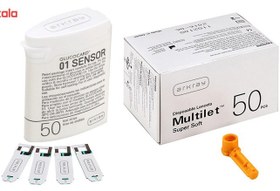 تصویر نوار تست قند خون آرکری مدل Glucocard-01 Sensor بسته 50 عددی به همراه سوزن تست قند خون آرکری مدل Multilet Super Soft بسته 50 عددی 