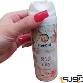 تصویر اسپری بدن زنانه طرح جدید مدل 212 Sky حجم 200میل مدیا Media Body Spray 212 Sky For Women 200ml