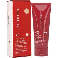 تصویر کرم ضد آفتاب لافارر ضد لک پوست نرمال تا خشک رنگ متوسط حجم 40 میلی لیتر Lafarrerr  Anti Spot Sunscreen  For Normal To Dry Skin SPF40 Medium 40ml