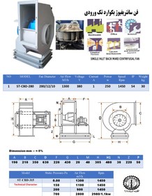 تصویر هواکش اگزاست فن مکنده سانتریفیوژST-CBD-280 single inlet backward centrifugal fan