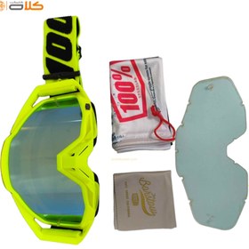 تصویر عینک موتور سواری کراسی زرد | برند 100% کد 13 Yellow motorcycle riding glasses 100% code 13