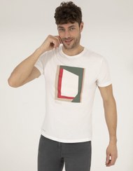تصویر تی شرت مردانه آستین کوتاه یقه گرد مدل جذب بژ پیرکاردین 