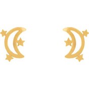 تصویر گوشواره طلا میخی ستاره و ماه 