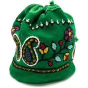 تصویر مفشو پته دوزی رنگ سبز طرح شکوفه و بادام کدMF010 