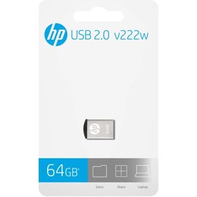 تصویر فلش مموری اچ پی مدل V222W ظرفیت 64 گیگابایت نقره ای فلش مموری 64GB نقره ای اچ پی V222W