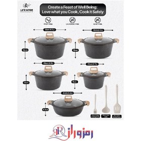 تصویر سرویس قابلمه گرانیتی لایف اسمایل مدل MR10 شامل 10 پارچه Lifesmile Cookware Set MR10