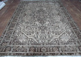 تصویر فرش وینتیج صبا دستباف ۶ متری کرم نقشه هریس hand woven vintage carpet