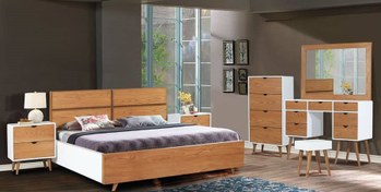 تصویر سرویس خواب 2نفره mdf مدل کیان - امکان تغییر رنگ و ابعاد servis khab kian