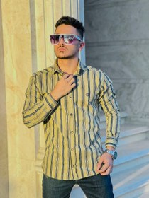 تصویر پیراهن راه راه مردانه نخ پنبه - ماشی راه راه / M ا Men's cotton striped shirt Men's cotton striped shirt