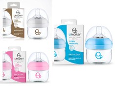 تصویر شیشه شیر آنتی کولیک دهانه عریض حجم 60 میل 1 قطره بدو تولد یومامی umomy 